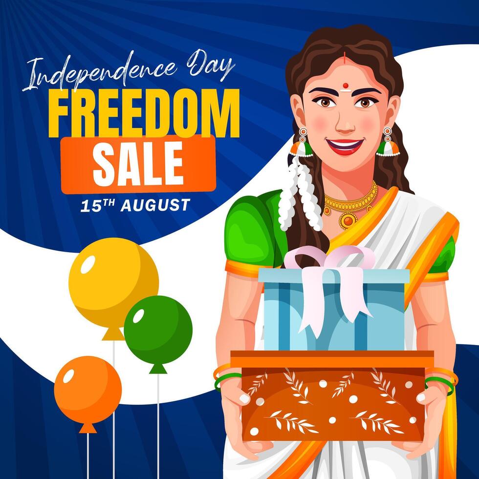 Indisch vrijheid uitverkoop banier ontwerp Aan de gelegenheid van 15e augustus onafhankelijkheid dag viering vector