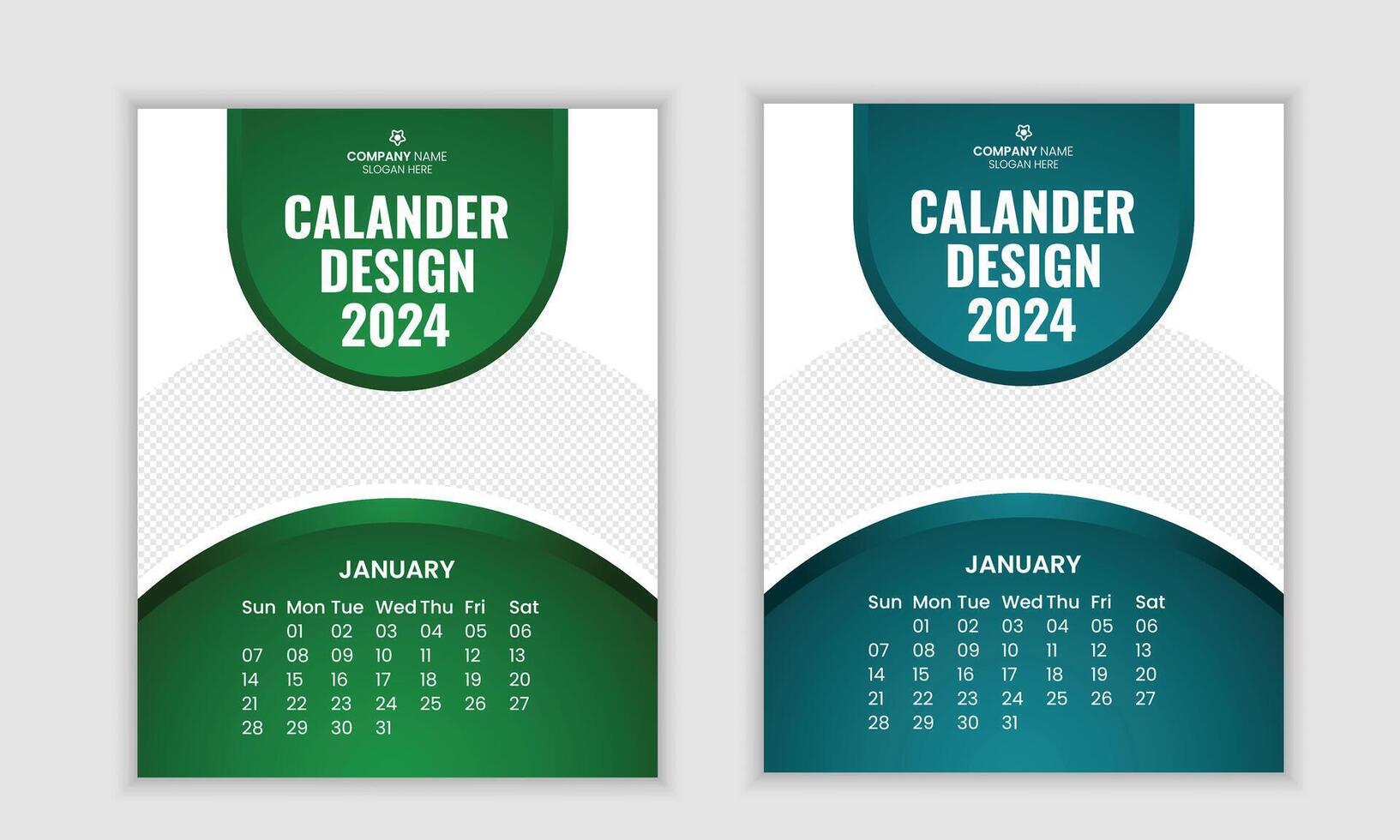 ceatief modern gelukkig nieuw jaar 2024 kalender ontwerp vector