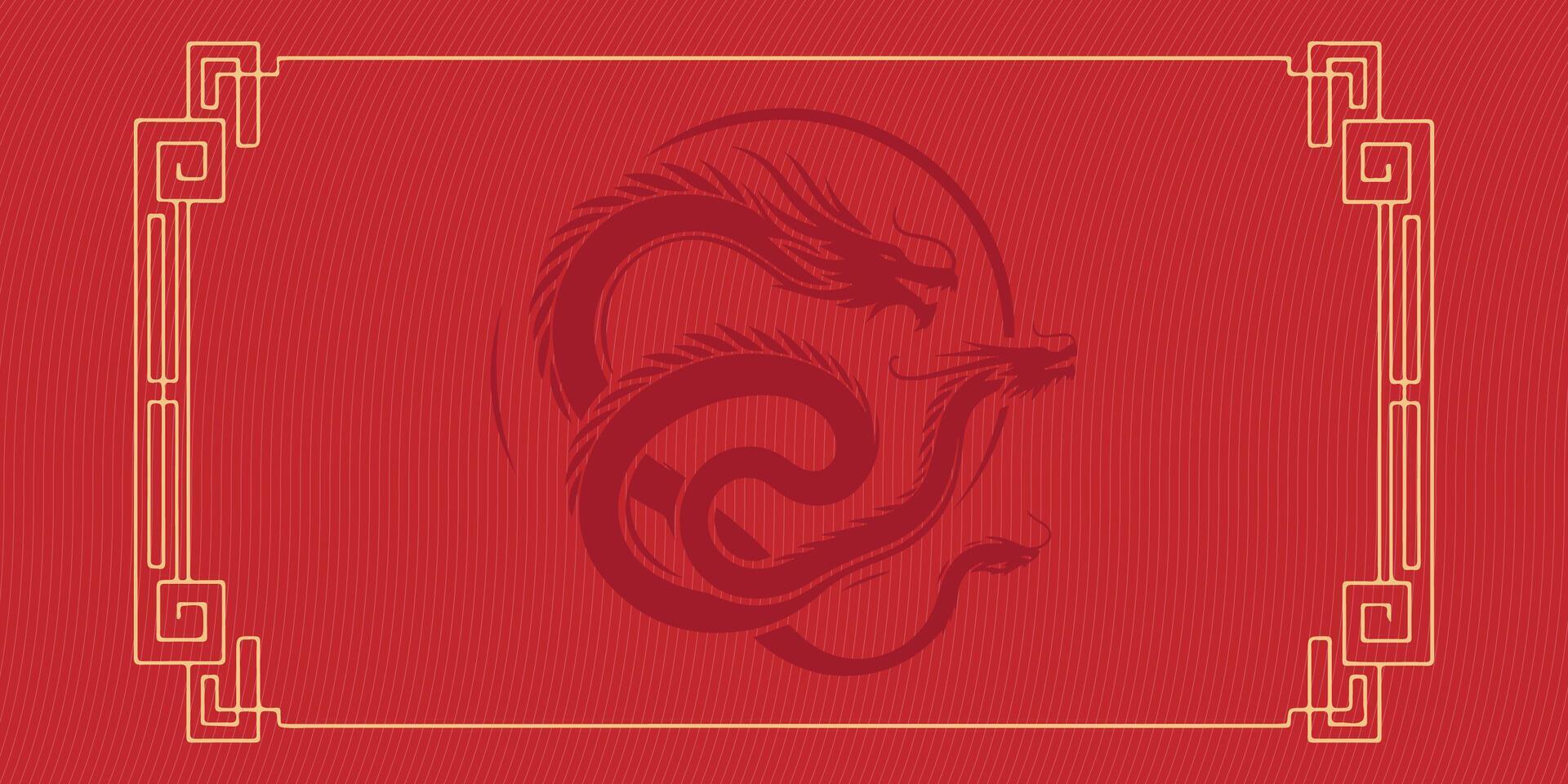 2024 Chinese nieuw jaar, jaar van de draak banier sjabloon ontwerp met draken vector