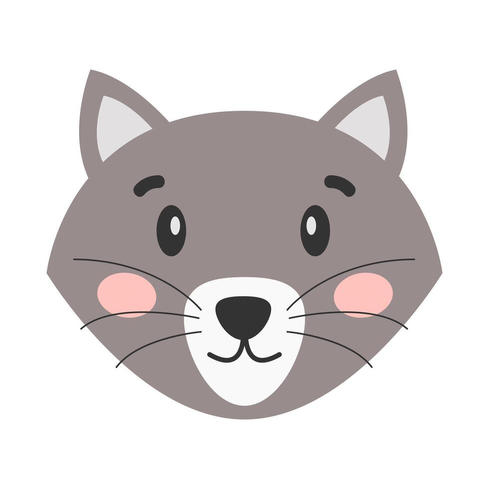 tekenfilm wolf. de hoofd van een wolf. schattig illustratie van een wolf gezicht. vector illustratie.