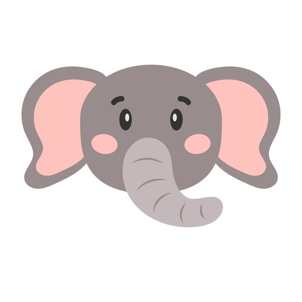 tekenfilm olifant. de hoofd van een olifant. schattig illustratie van een olifant gezicht. vector illustratie.
