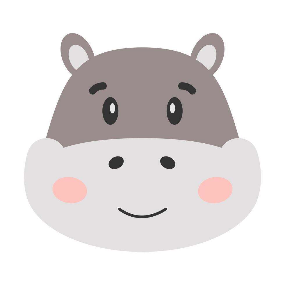 tekenfilm nijlpaard. de hoofd van een nijlpaard. schattig illustratie van een nijlpaard gezicht. vector illustratie.