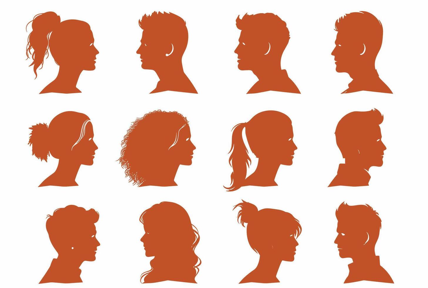 vector gemakkelijk silhouetten of pictogrammen van veel mensen, vrouw en Mens geconfronteerd elk andere relatie, gesprek, geslacht