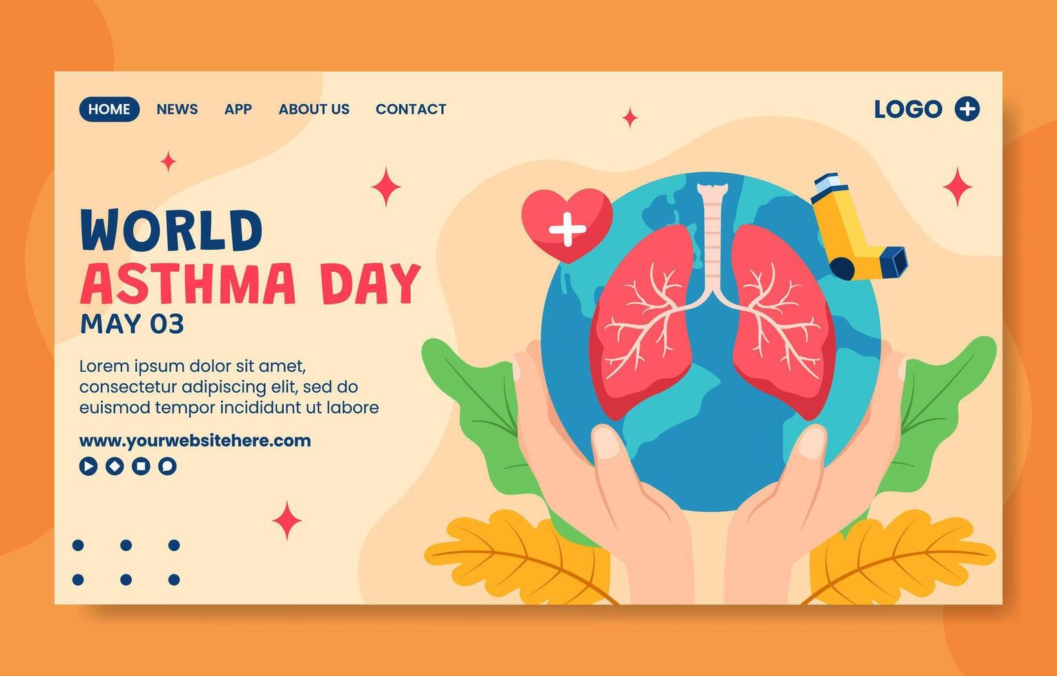 astma dag sociaal media landen bladzijde tekenfilm hand- getrokken Sjablonen achtergrond illustratie vector