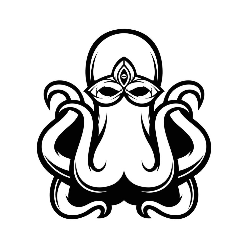 Octopus gemaskeerd schets vector