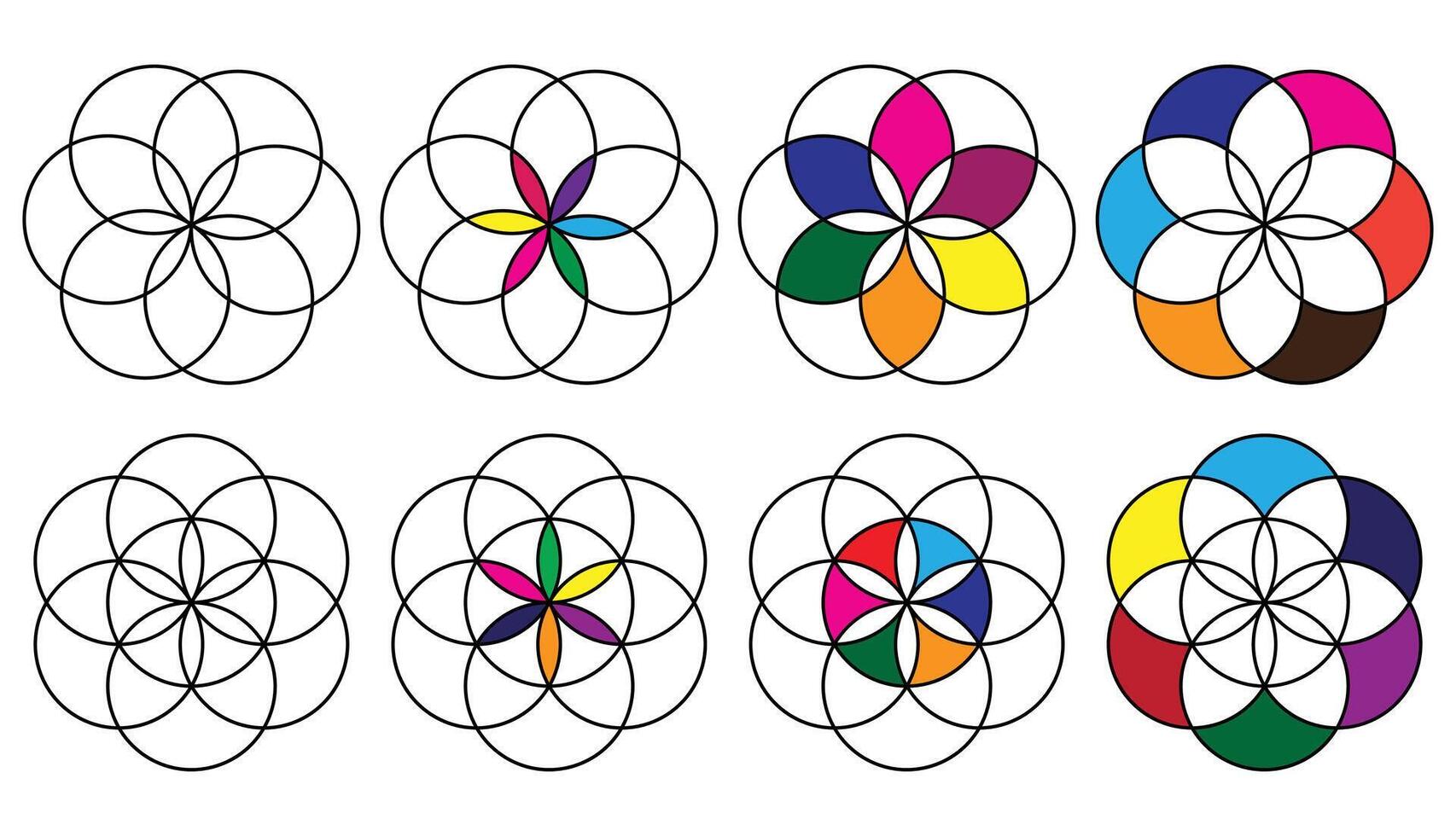 bloem van leven heilig geometrie icoon, esoterisch, lotus bloem, geestelijk symbool. vector