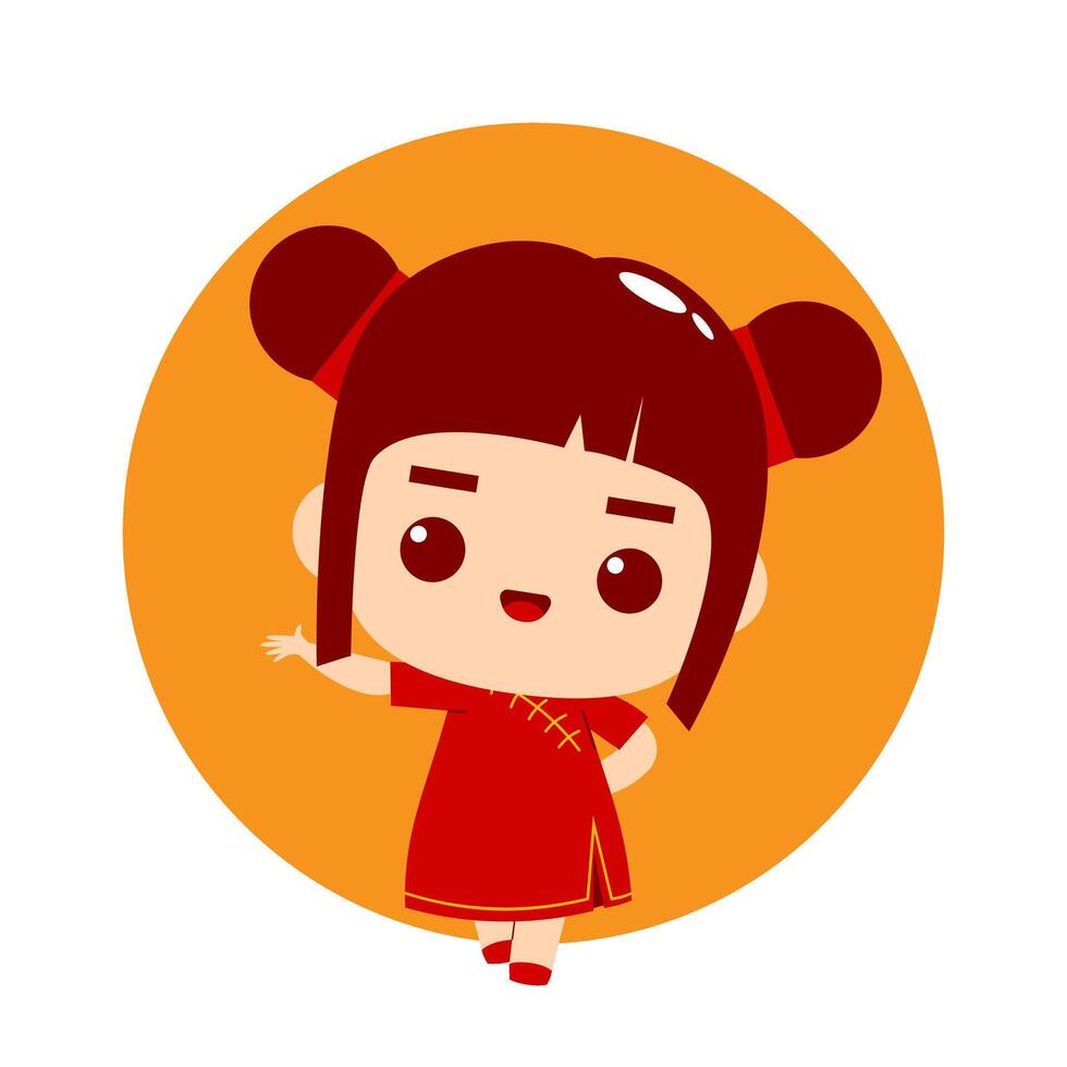 schattig meisje tekenfilm karakter Chinese nieuw jaar vector