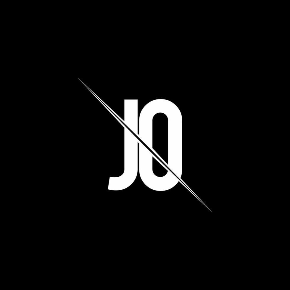 jo logo monogram met slash-stijl ontwerpsjabloon vector