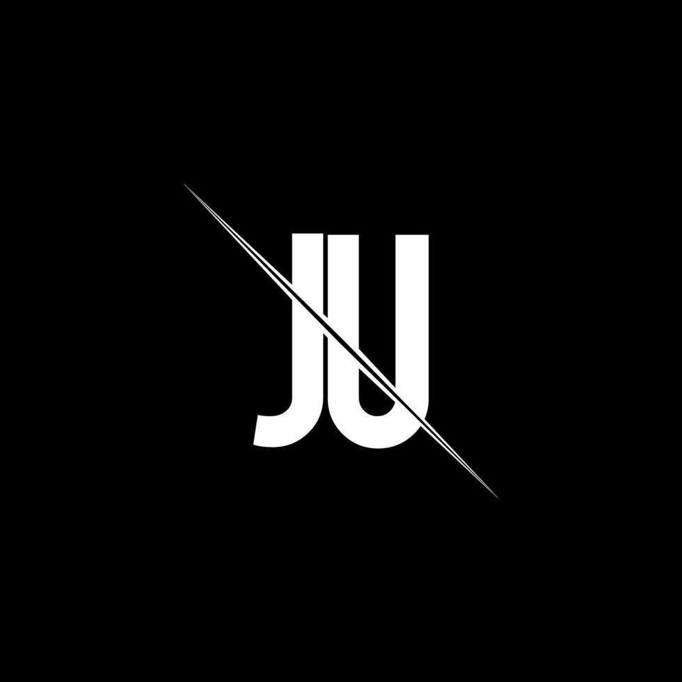 ju logo monogram met slash-stijl ontwerpsjabloon vector