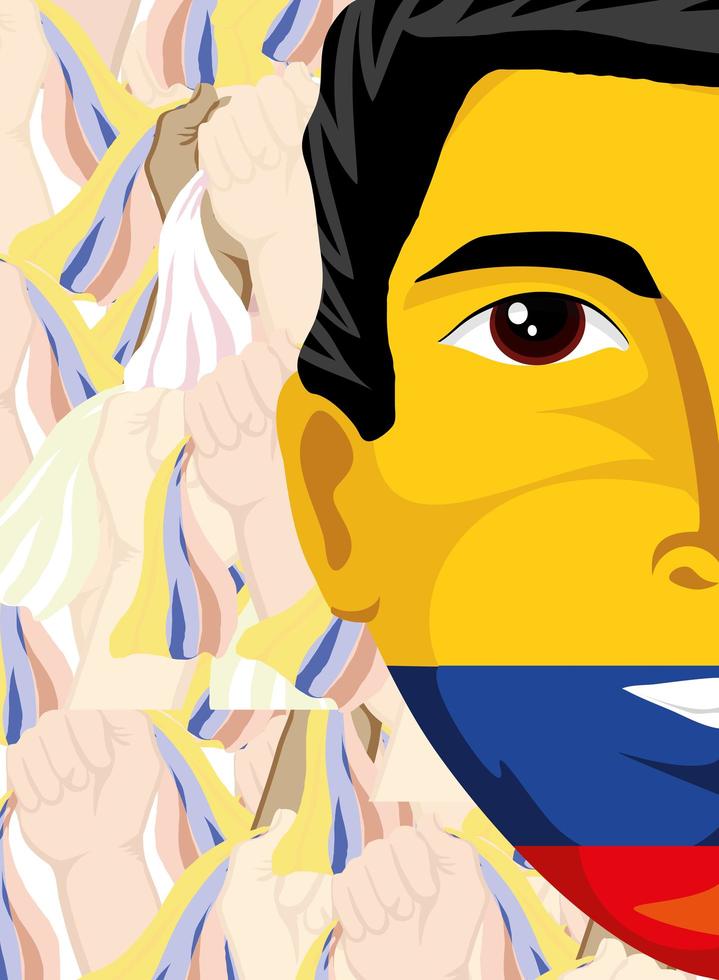 gezicht beschilderd met vlag van colombia vector