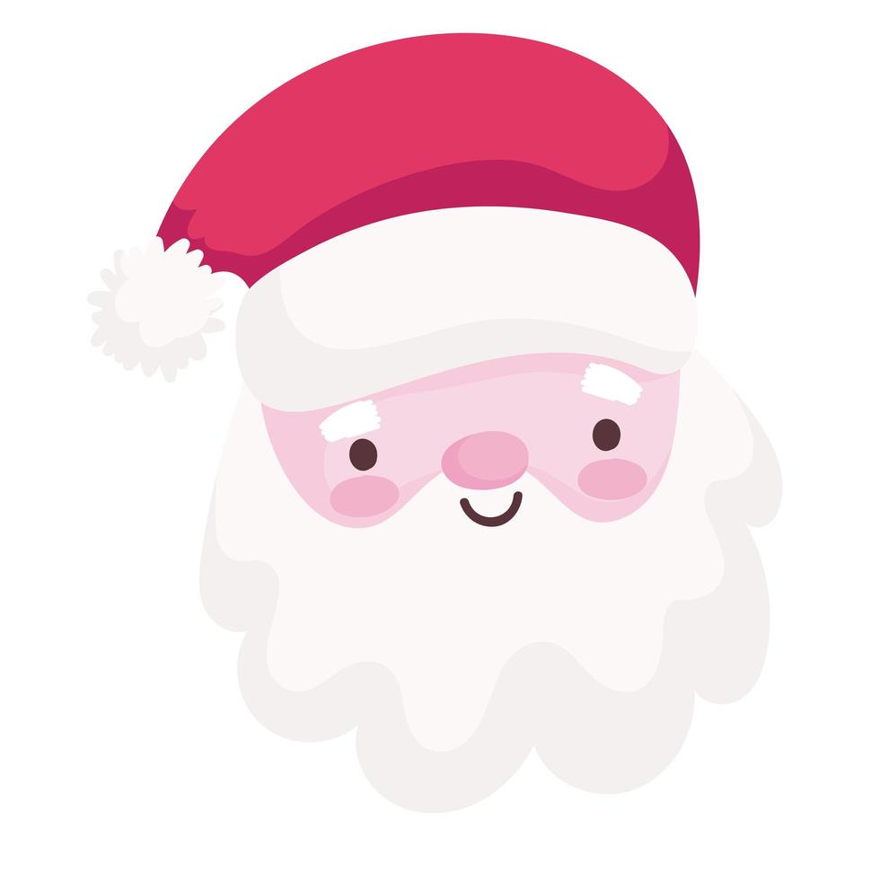 vrolijk kerstfeest schattig kerstman gezicht decoratie viering pictogram ontwerp vector