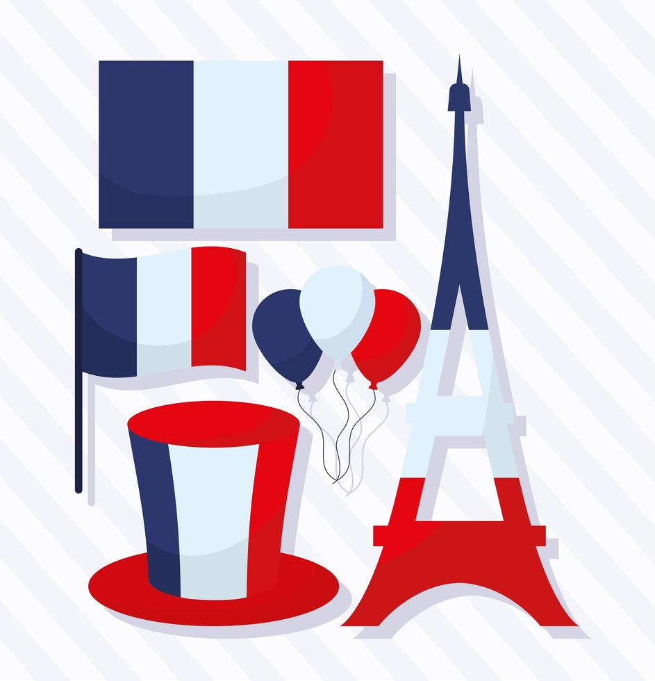 Bastille Day-itemspakket vector