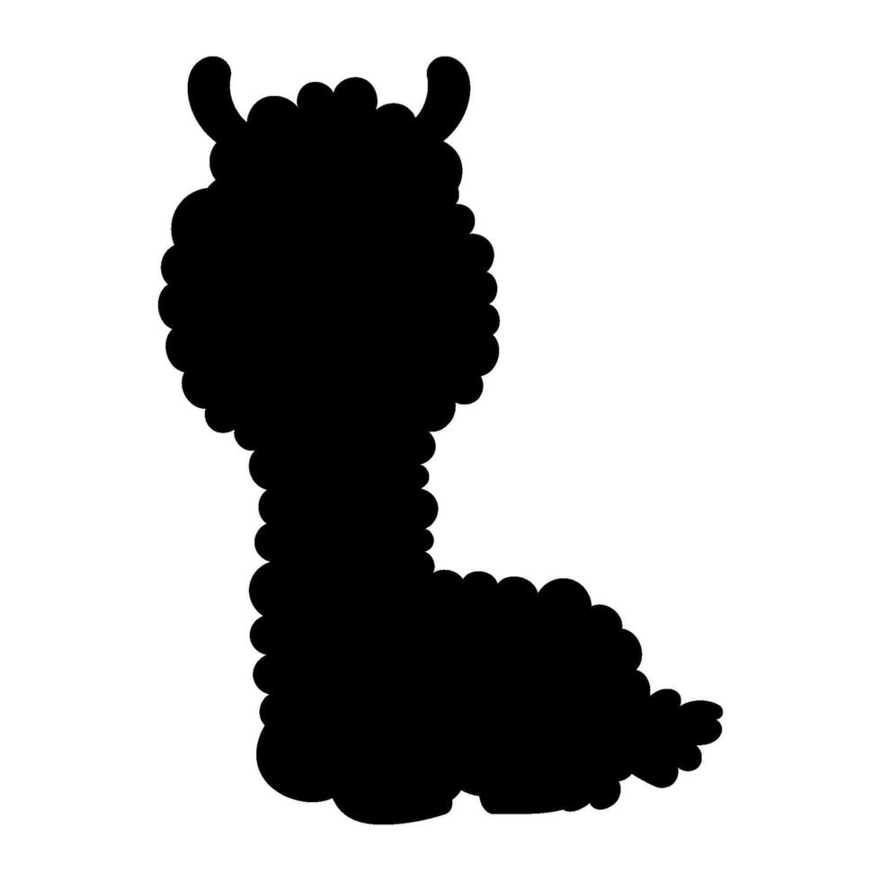 silhouet lama. alpaca. zwart hand- getrokken. vector illustratie.