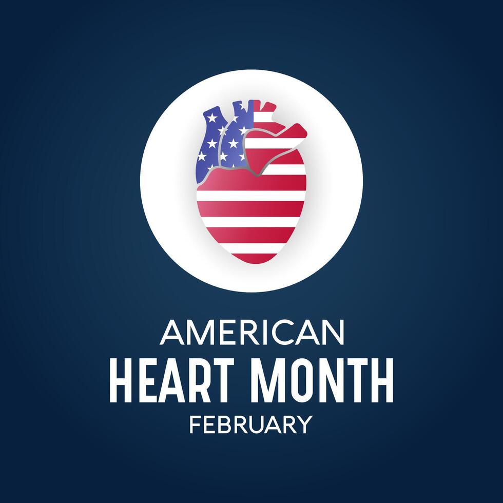 Amerikaans hart maand is opgemerkt elke jaar in februari. februari is Amerikaans hart maand. vector sjabloon voor banier, kaart, poster met achtergrond. vector illustratie.