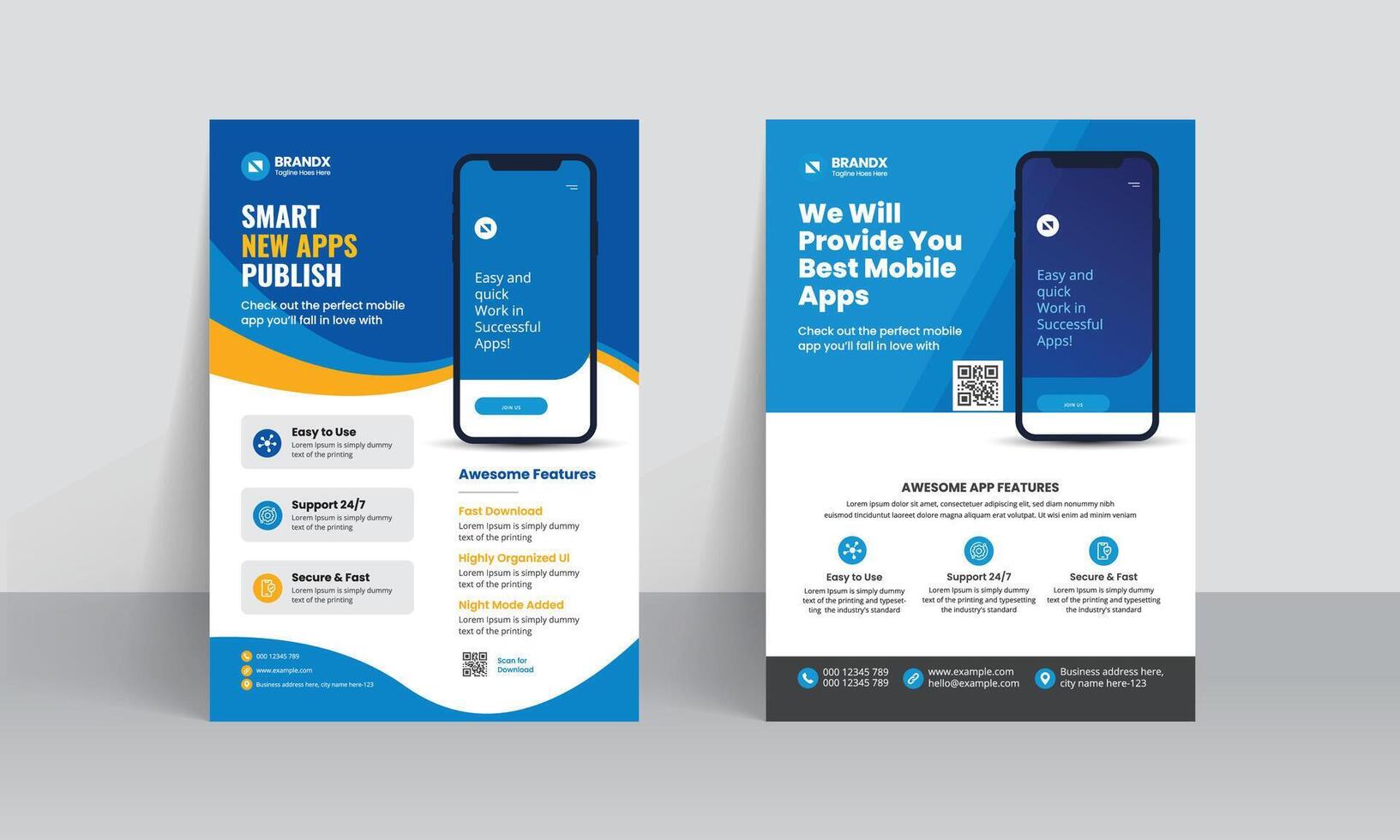 mobiel app Promotie folder brochure Hoes sjabloon met creatief lay-out vector