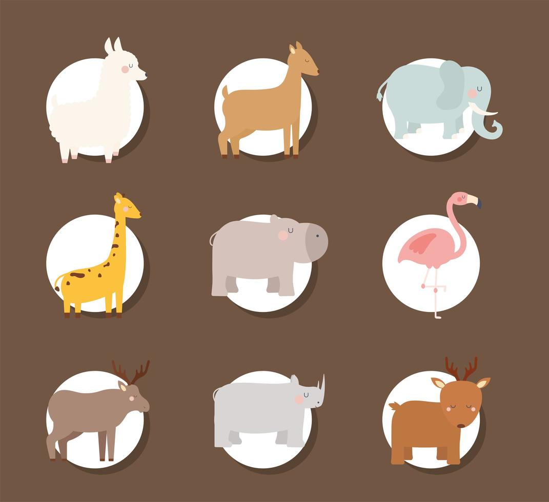 negen dieren illustratie vector
