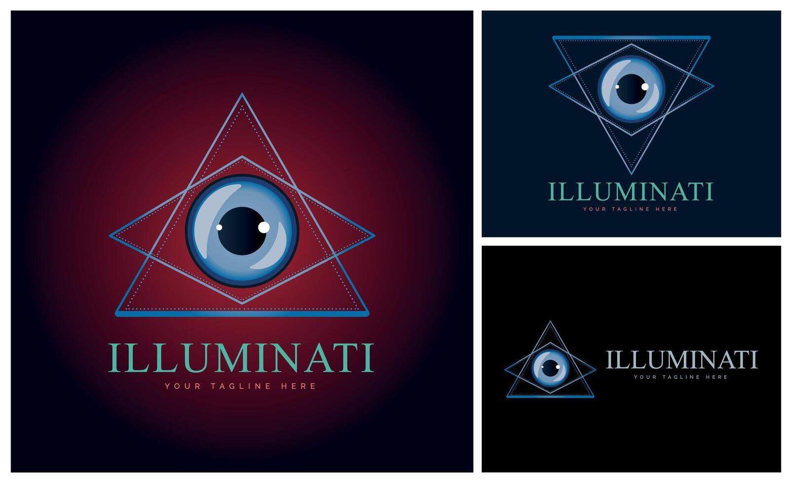 illuminati oog ballen driehoek luxe logo ontwerp sjabloon voor merk of bedrijf en andere vector