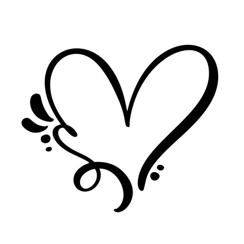 Vintage kalligrafische liefde hart teken vector