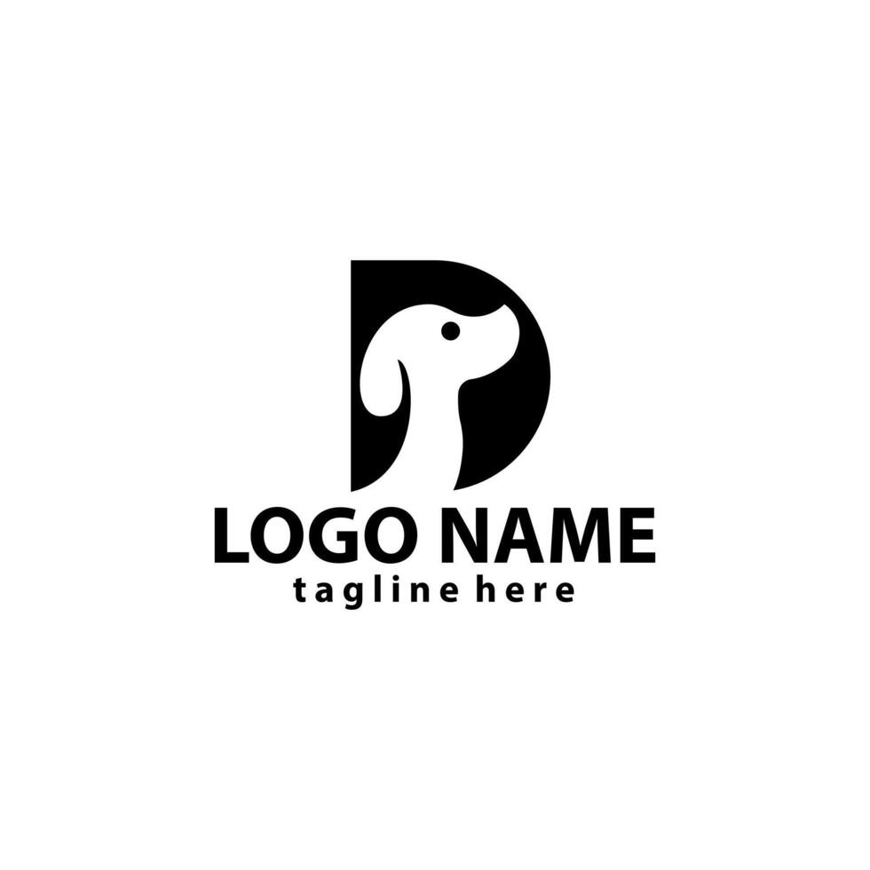 eerste brief d hond logo ontwerp vector