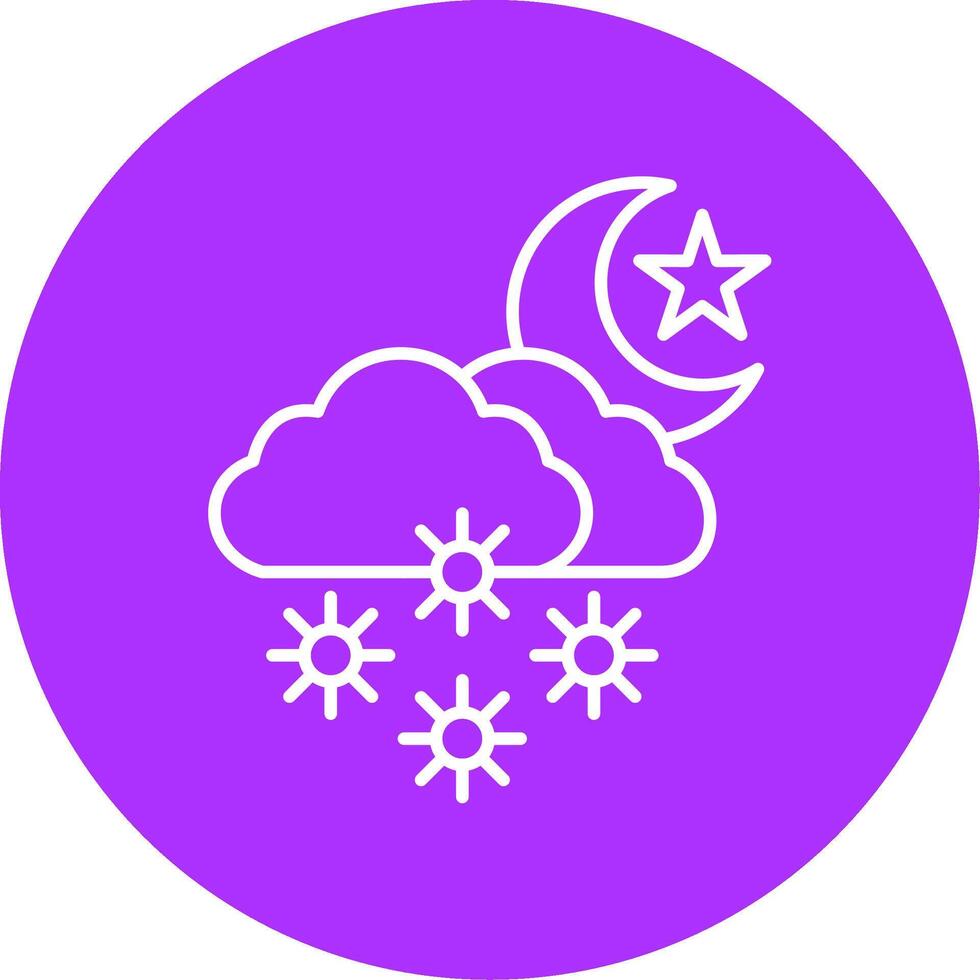 nacht sneeuw lijn veelcirkeld icoon vector