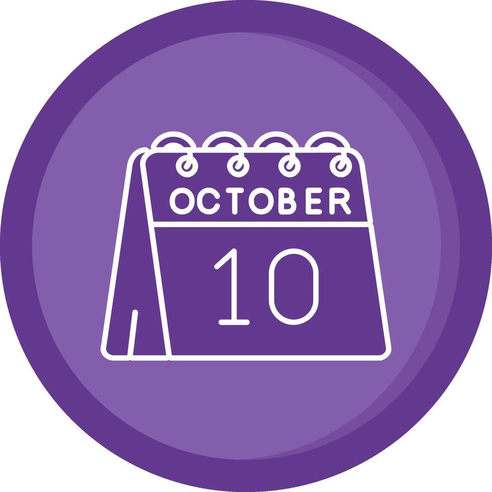 10e van oktober solide Purper cirkel icoon vector