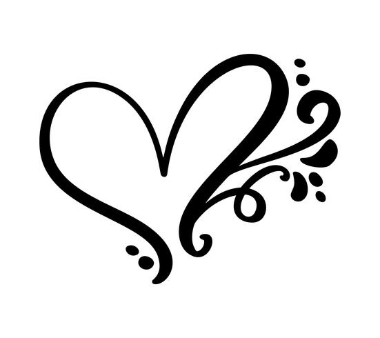 Vintage kalligrafische liefde hart teken vector