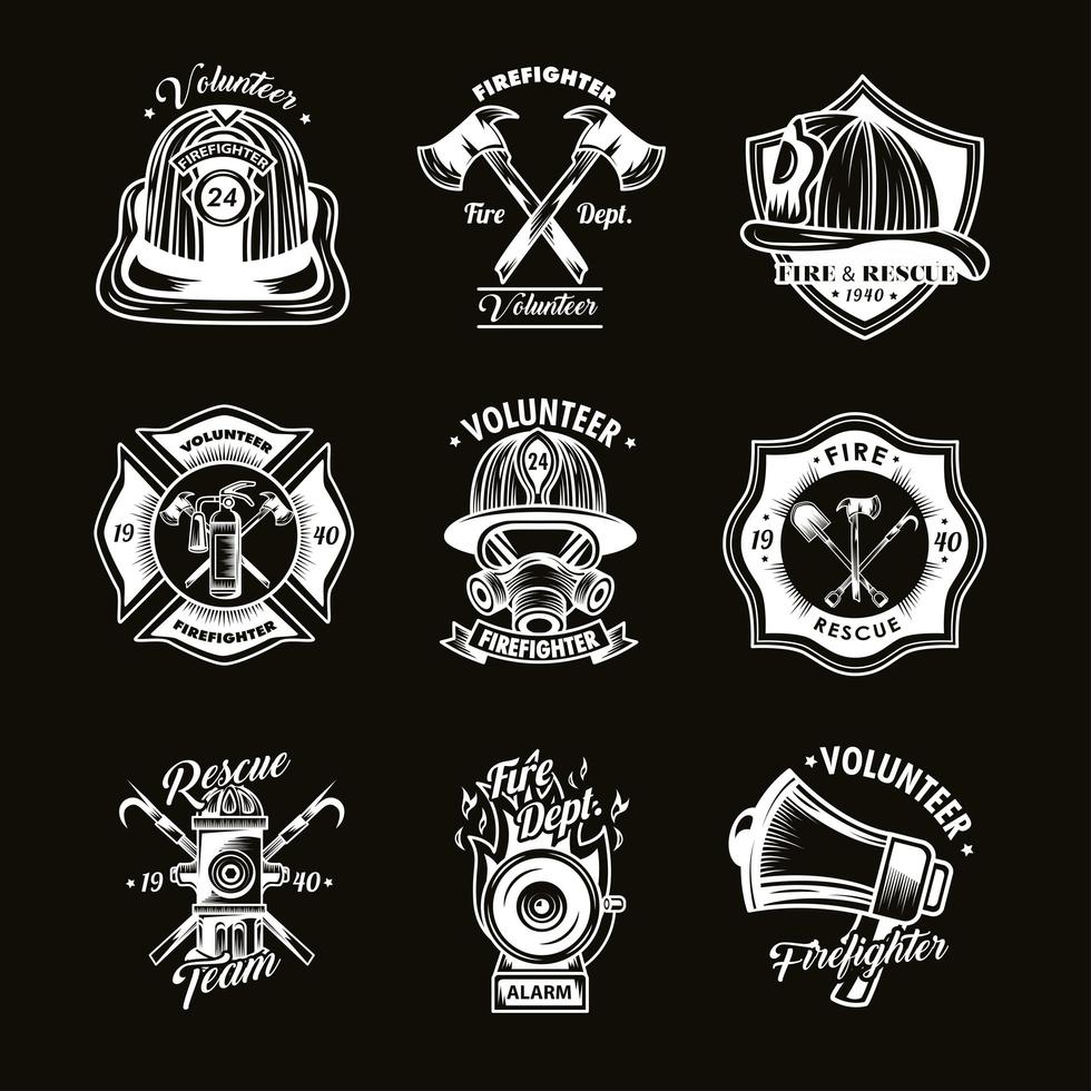 set brandweerbadges vector