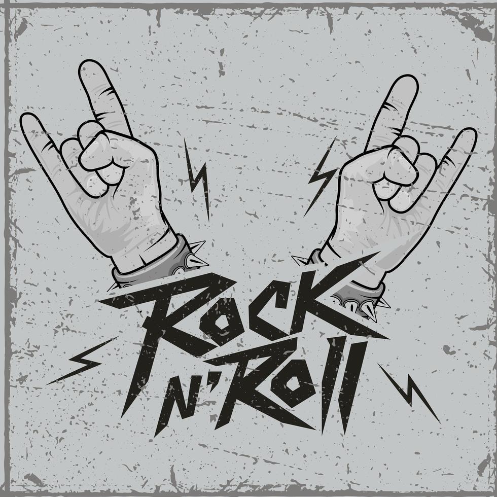 rock and roll handen patch vector