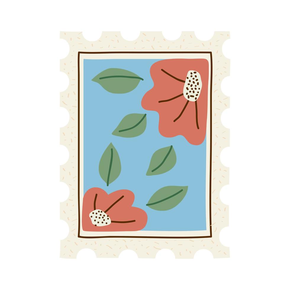 bloemen in postzegel vector