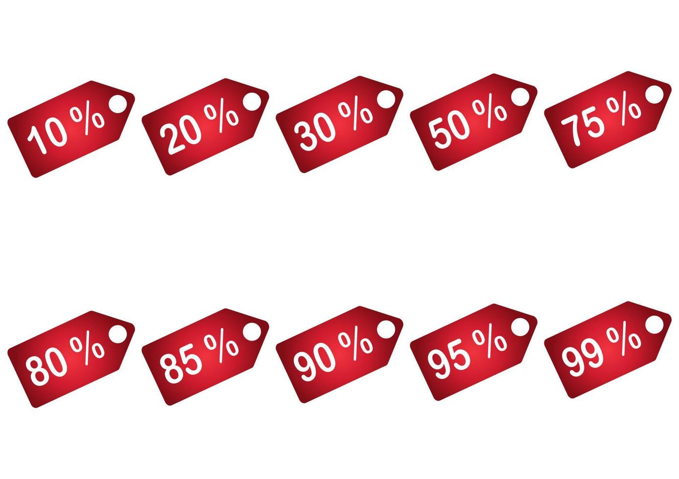 een verzameling prijskortingstags met rood verloop vector