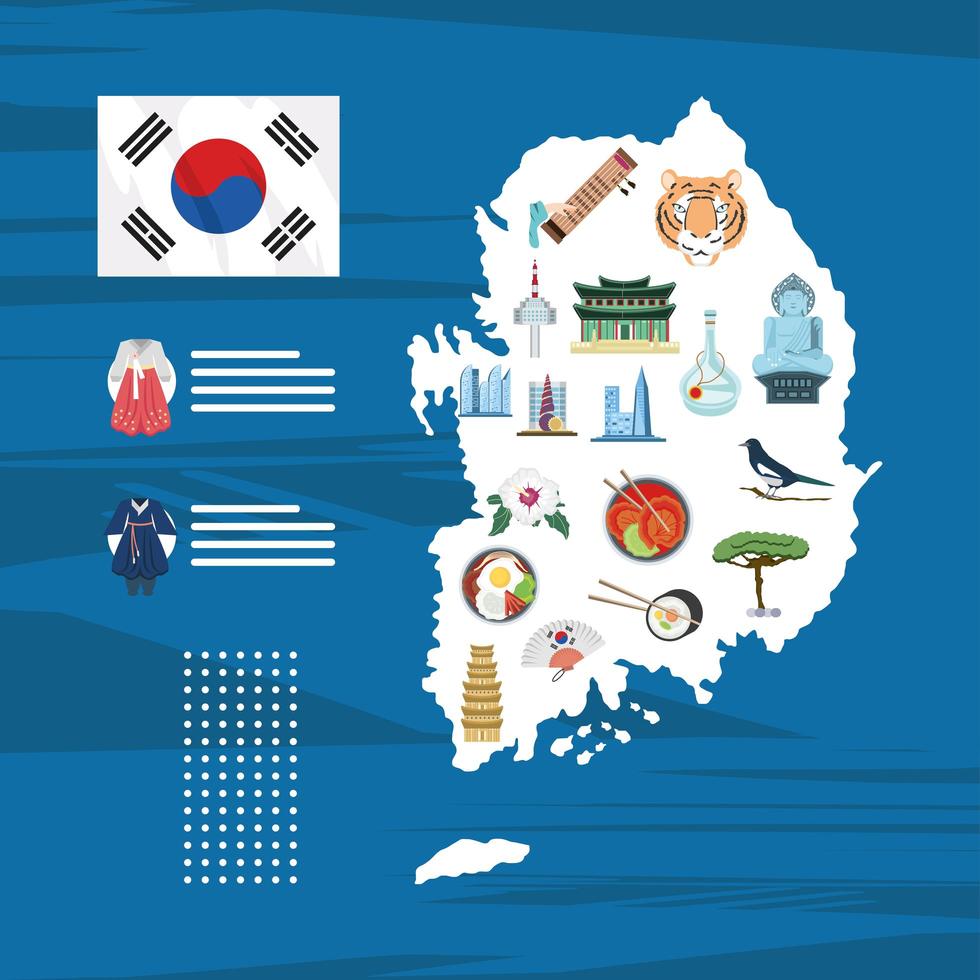 kaart van korea vector