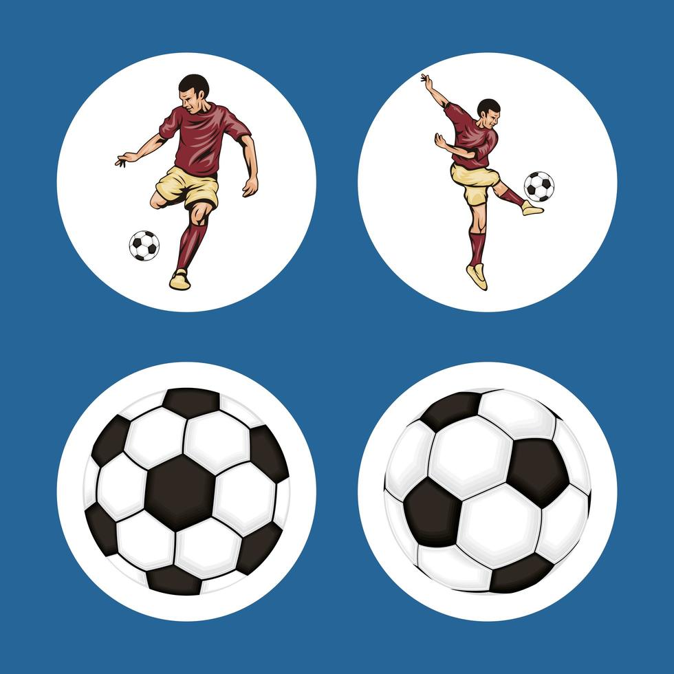 vier voetbal items vector