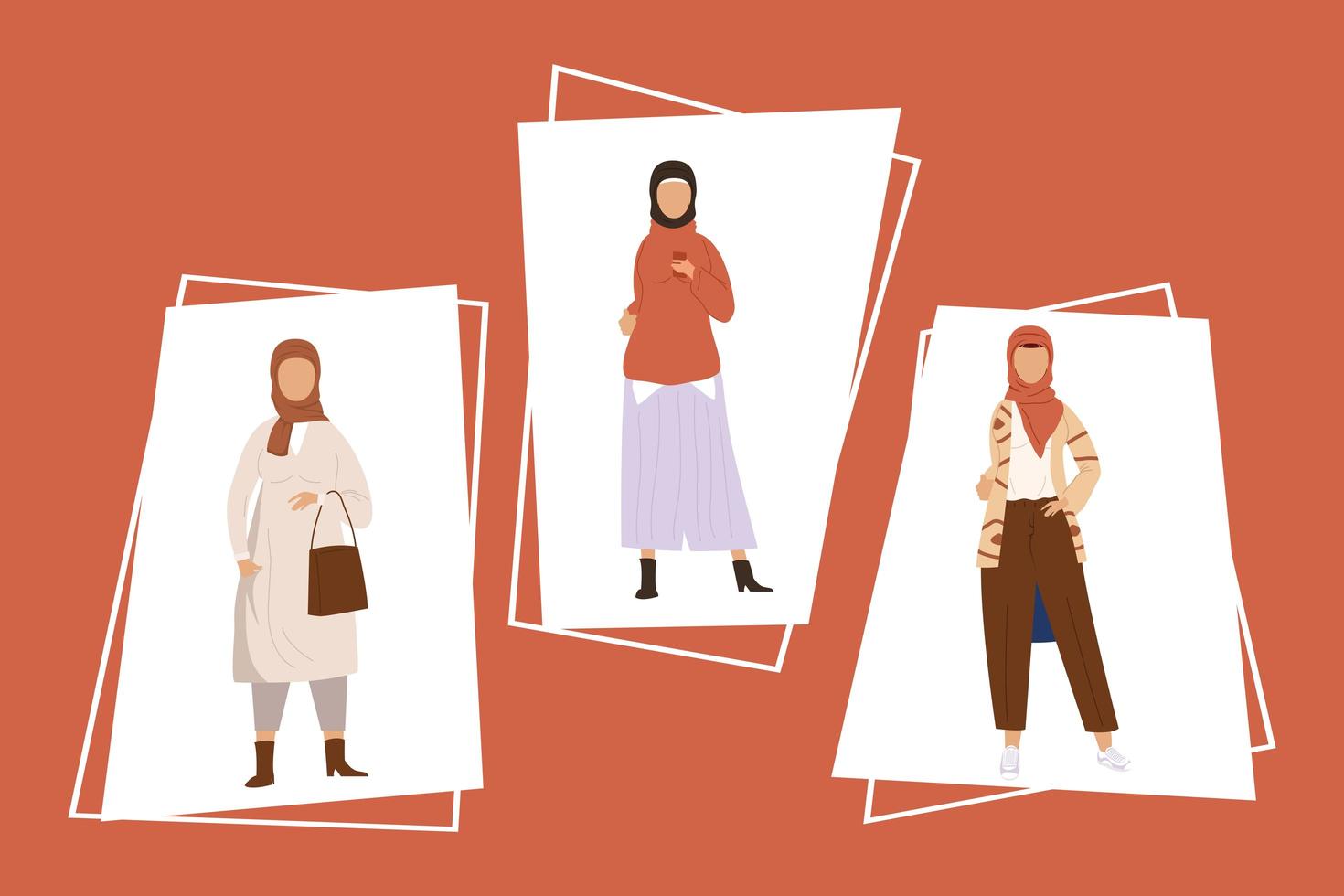 drie moslimgemeenschapsvrouwen vector