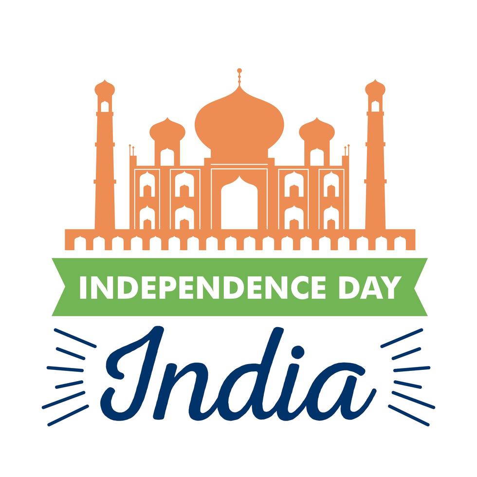 onafhankelijkheidsdag india met taj mahal vector