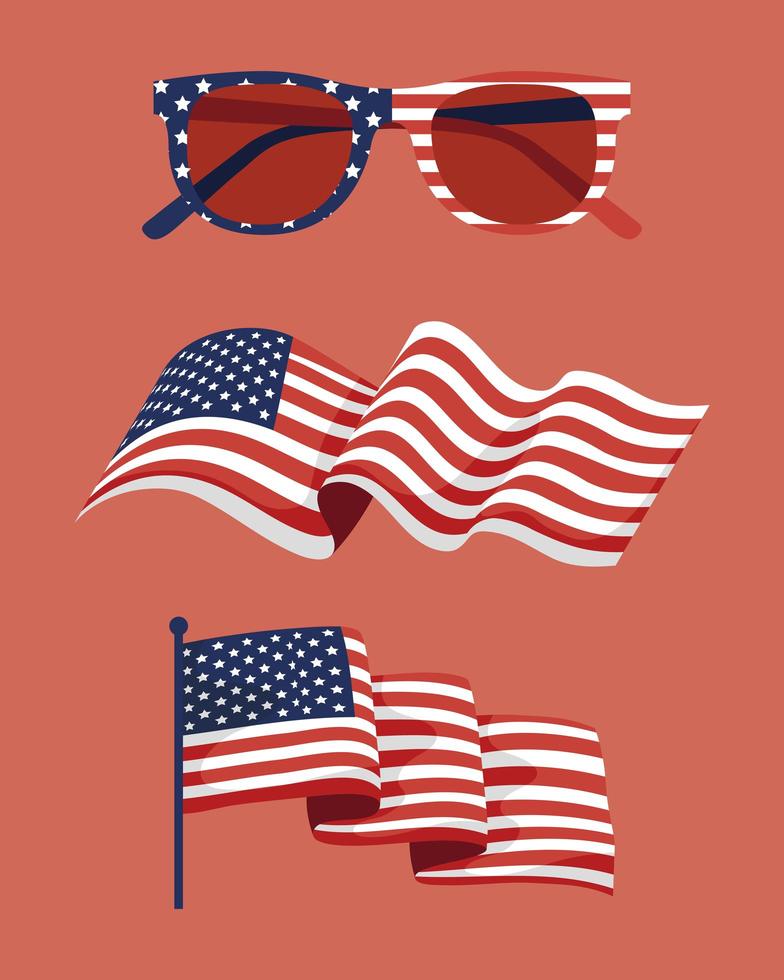 drie Amerikaanse onafhankelijkheidsitems vector