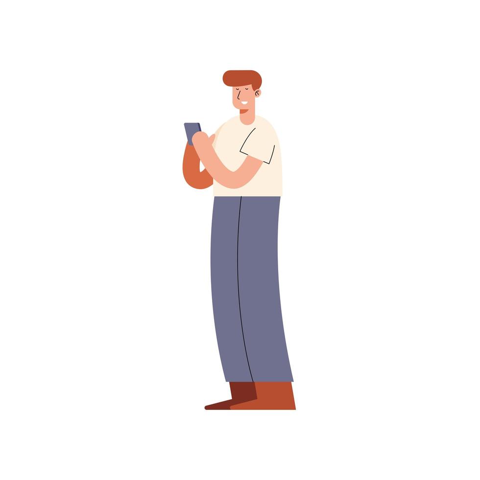 man met smartphone vector