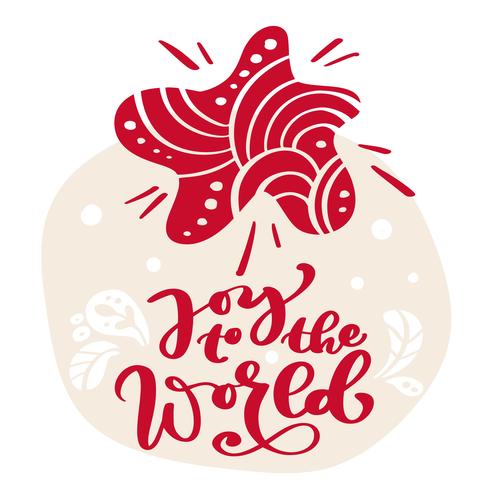 Hand getrokken Skandinavische illustratiester. Vreugde aan de wereld kalligrafie vector belettering tekst. xmas wenskaart. Geïsoleerde objecten