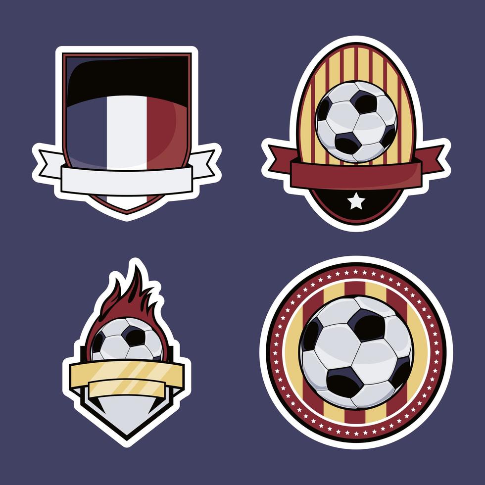 vier voetbal iconen vector