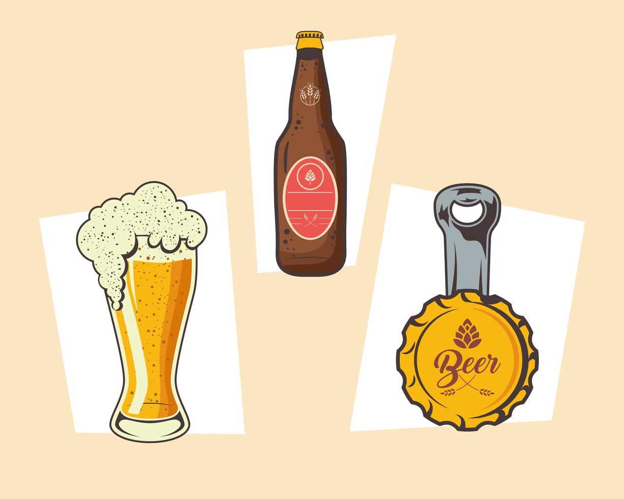 drie Oktoberfest-pictogrammen vector