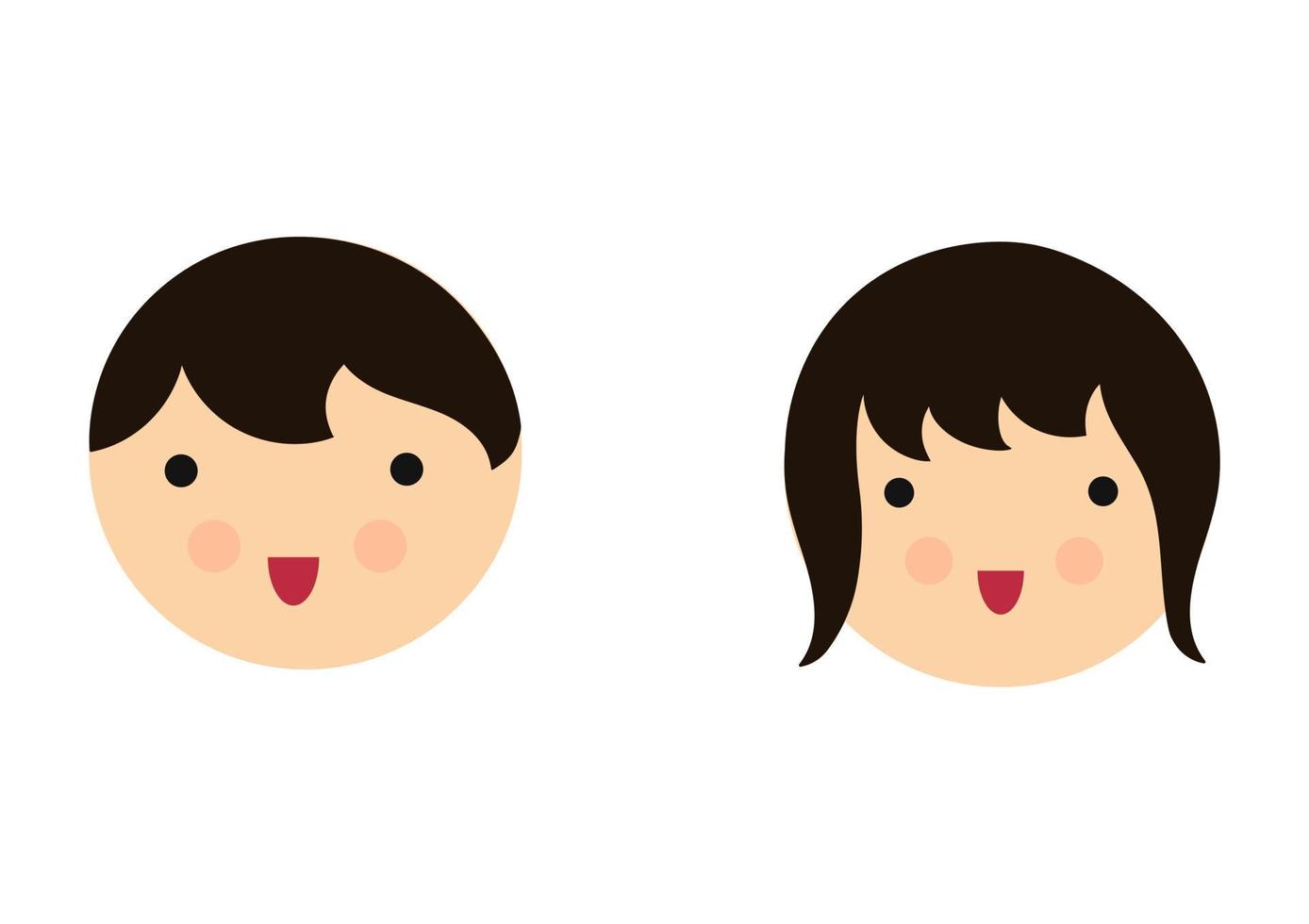 illustratie van jongens- en meisjesgezichtspersonages met schattige en schattige gezichten vector