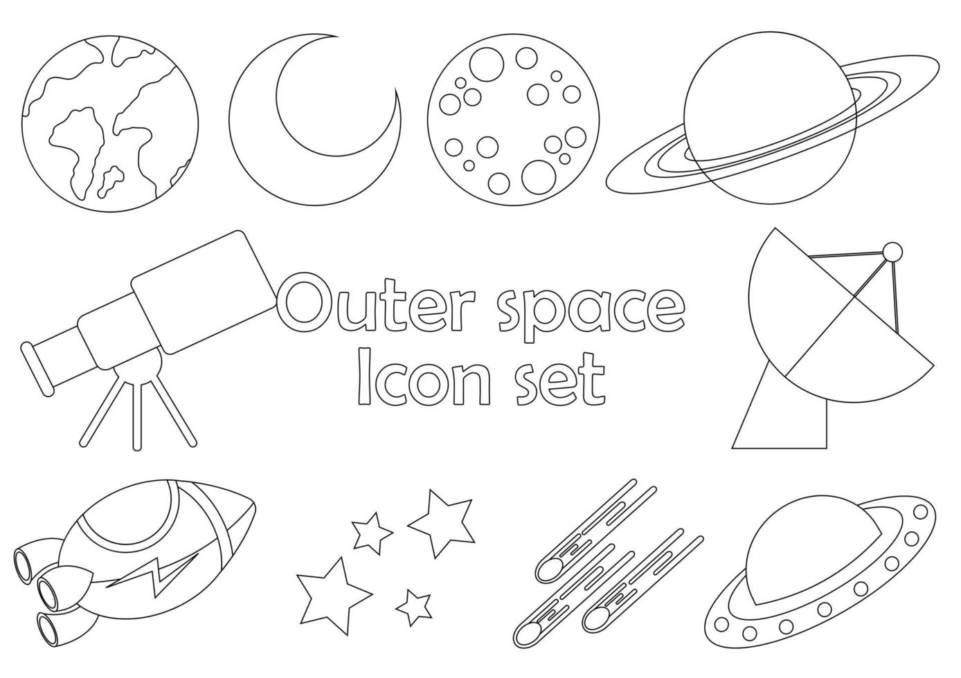 set overzichtspictogrammen met ruimtethema vector