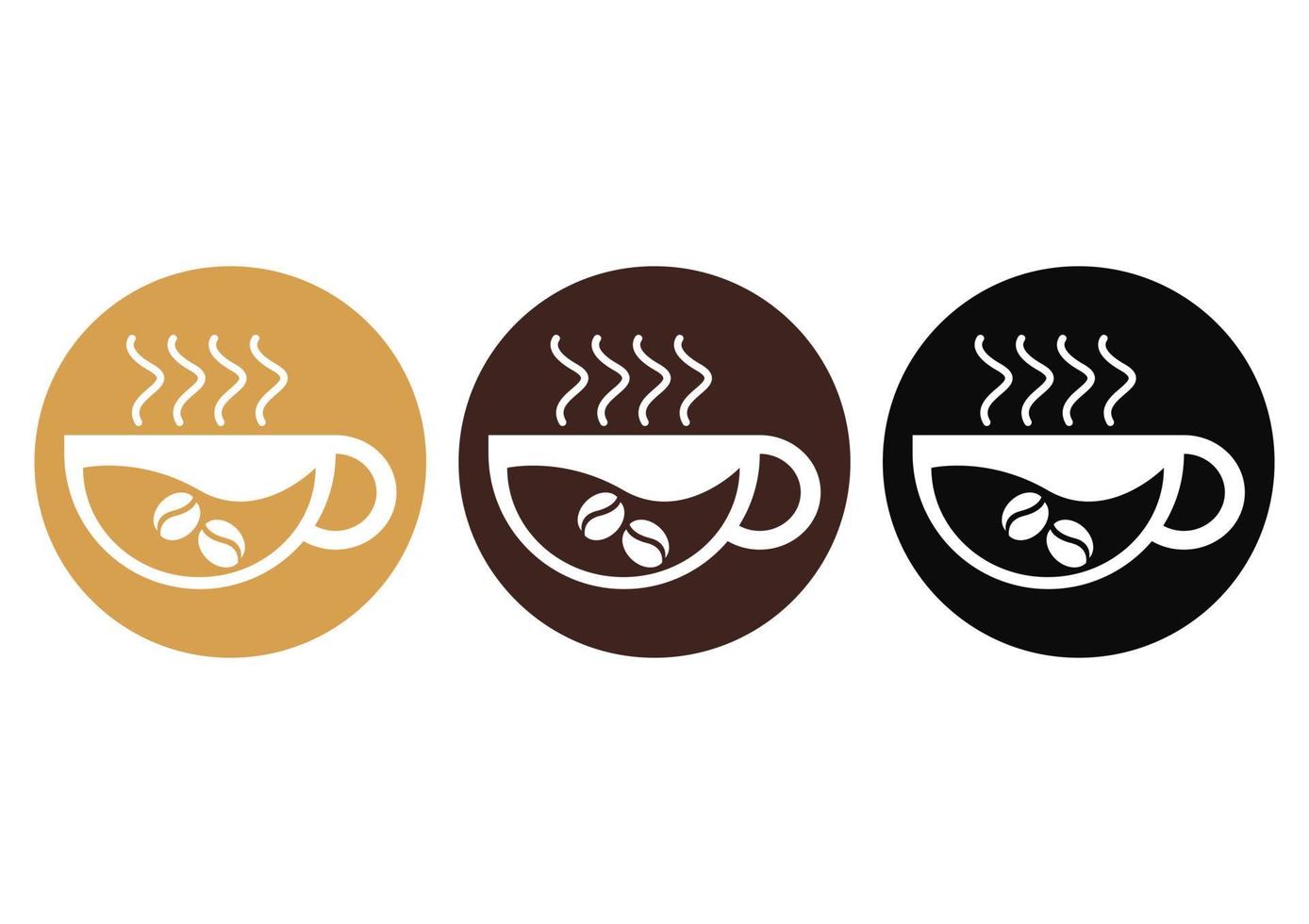 een verzameling hete koffiesymbolen met verschillende kleuren vector