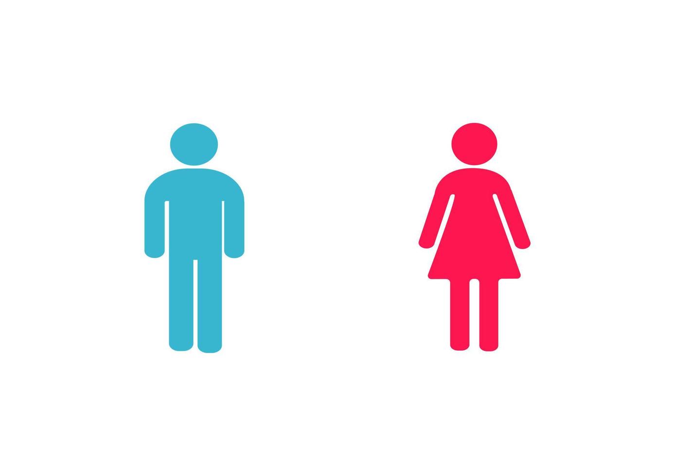 mannelijke en vrouwelijke toiletsymbolen, blauw voor mannen en roze voor vrouwen vector