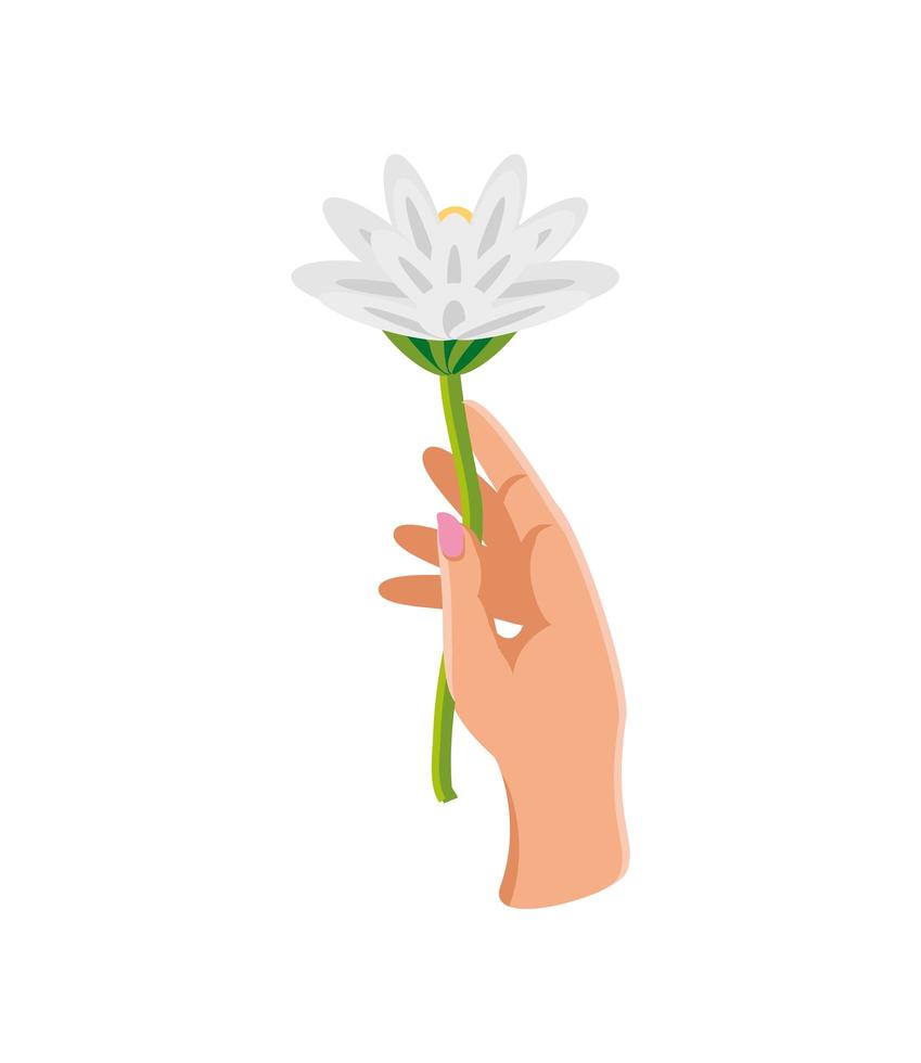 hand met bloem vector