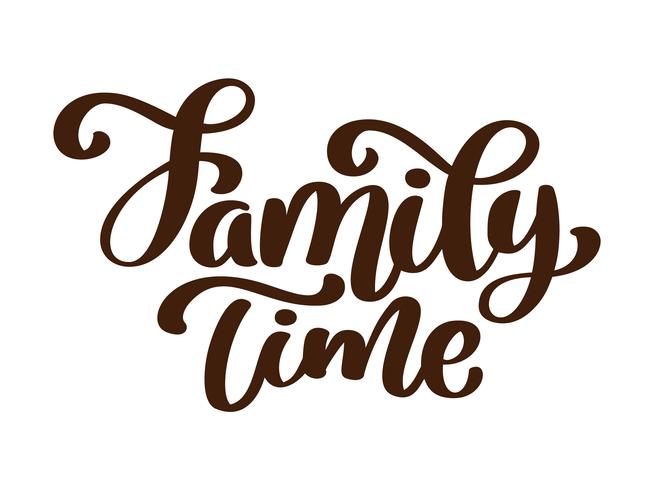 Familie tijd - hand getrokken vector belettering geïsoleerd op wit. Thanksgiving wenskaartsjabloon. Met de hand geschreven moderne borstel die witte achtergrond geïsoleerde vector van letters voorzien