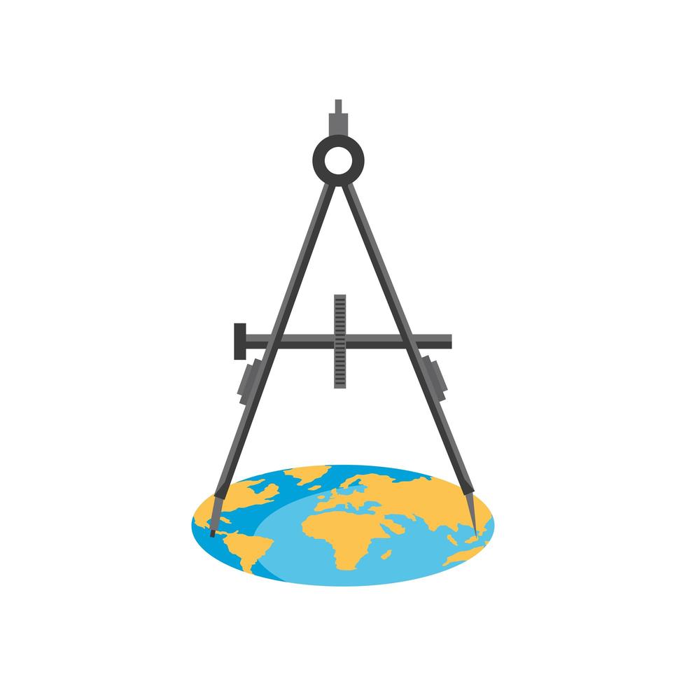 wereld tekenen met kompas vector