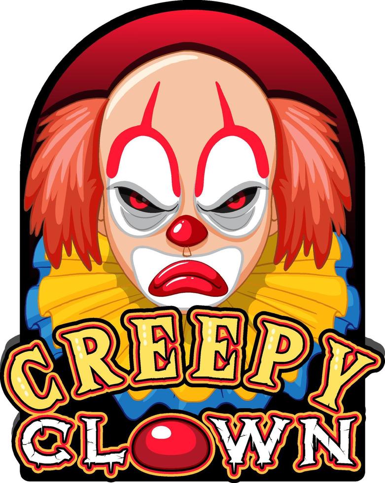 enge clown met griezelig clownlogo vector