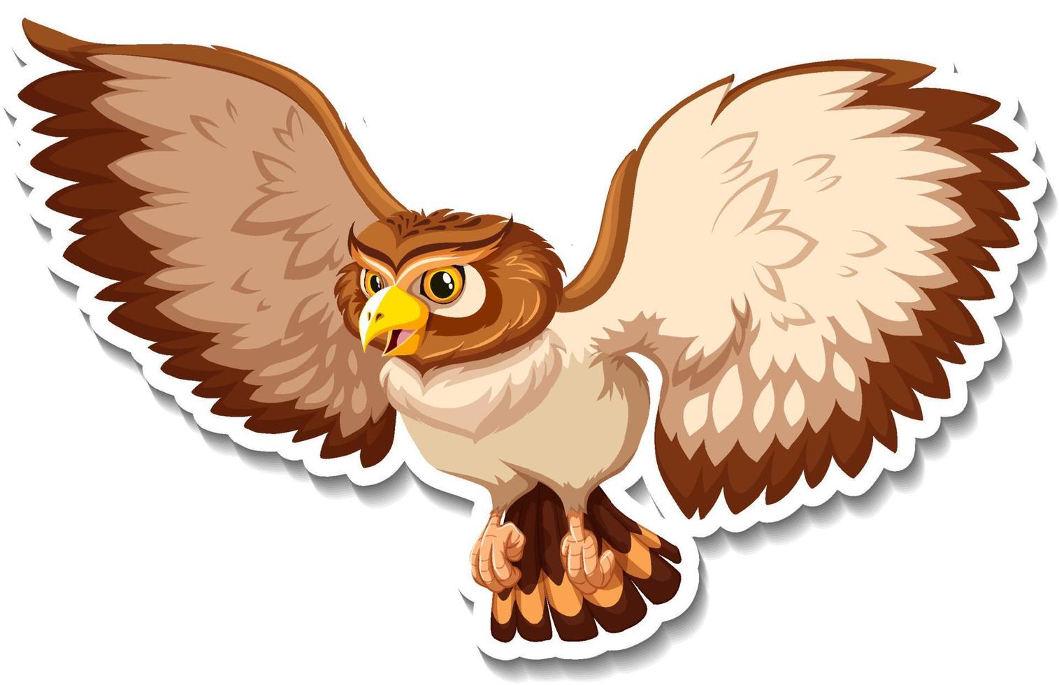 bruine uil vogel stripfiguur sticker vector