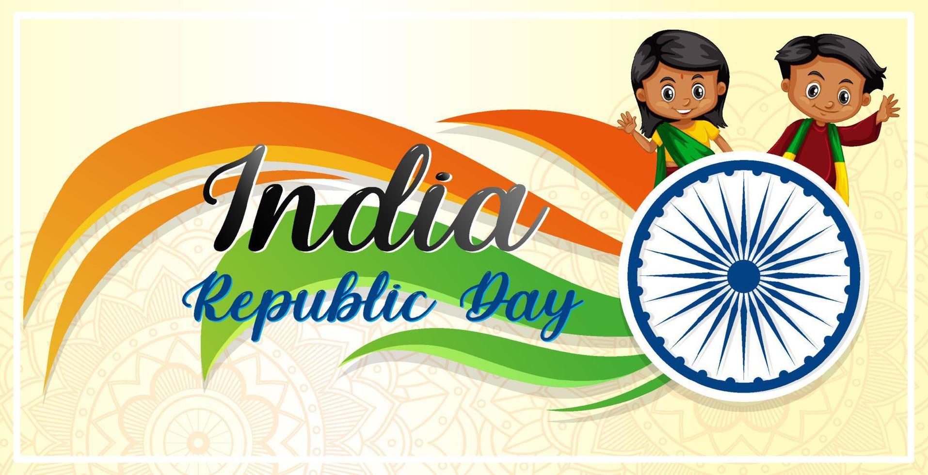 india republiek dag banner met kinderkarakters vector