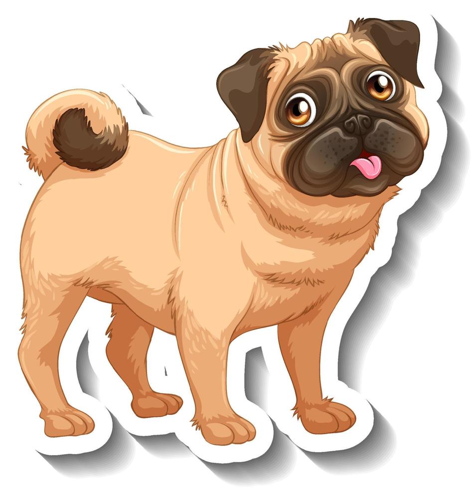 bulldog cartoon sticker op witte achtergrond vector